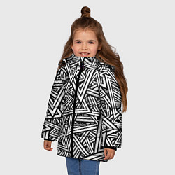 Куртка зимняя для девочки Треугольники, цвет: 3D-черный — фото 2