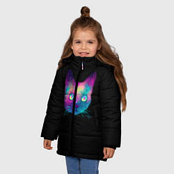 Куртка зимняя для девочки Котейка, цвет: 3D-черный — фото 2