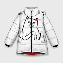 Куртка зимняя для девочки Meme Cat, цвет: 3D-красный