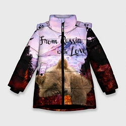 Куртка зимняя для девочки Из России с любовью, цвет: 3D-черный
