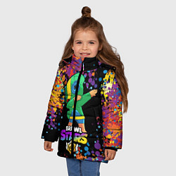 Куртка зимняя для девочки Brawl Stars Leon, Dab, цвет: 3D-черный — фото 2