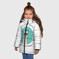 Куртка зимняя для девочки Лама не хочет твоей драмы, цвет: 3D-светло-серый — фото 2