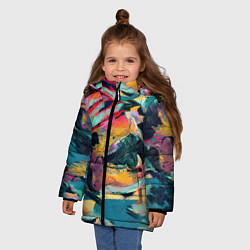 Куртка зимняя для девочки Абстрактный рисунок, цвет: 3D-черный — фото 2