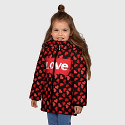 Куртка зимняя для девочки Love, цвет: 3D-черный — фото 2