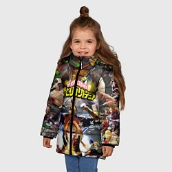 Куртка зимняя для девочки MY HERO ACADEMIA коллаж из героев, цвет: 3D-светло-серый — фото 2
