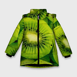 Куртка зимняя для девочки Зеленый киви, цвет: 3D-черный