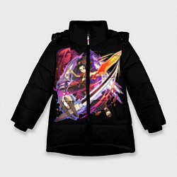 Куртка зимняя для девочки Shaman king, цвет: 3D-черный