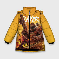 Куртка зимняя для девочки Doom Slayer, цвет: 3D-черный