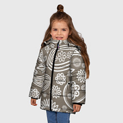 Куртка зимняя для девочки Цветочная роспись, цвет: 3D-светло-серый — фото 2