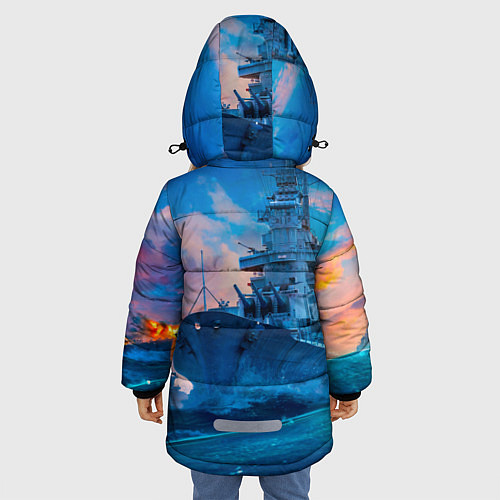 Зимняя куртка для девочки ВМФ / 3D-Светло-серый – фото 4