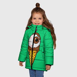 Куртка зимняя для девочки Мороженое с глазом, цвет: 3D-черный — фото 2