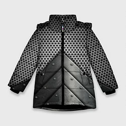 Куртка зимняя для девочки Броня металлическая, цвет: 3D-черный