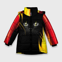 Куртка зимняя для девочки Грозовой кошак, цвет: 3D-черный