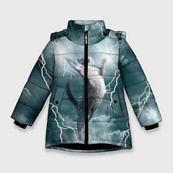 Куртка зимняя для девочки Грозовой кошак, цвет: 3D-черный