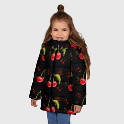 Куртка зимняя для девочки Вишенки, цвет: 3D-светло-серый — фото 2