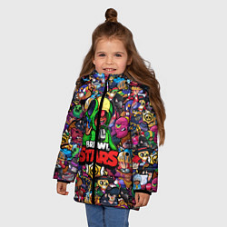 Куртка зимняя для девочки BRAWL STARS:LEON, цвет: 3D-светло-серый — фото 2