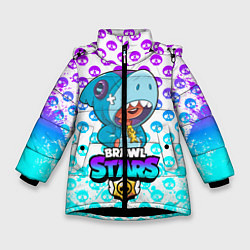 Куртка зимняя для девочки Brawl stars leon shark, цвет: 3D-черный