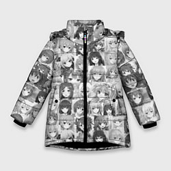 Куртка зимняя для девочки Аниме девушки, цвет: 3D-черный