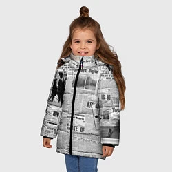 Куртка зимняя для девочки Газета Newspaper, цвет: 3D-черный — фото 2