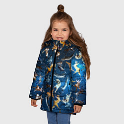 Куртка зимняя для девочки Космические коты, цвет: 3D-черный — фото 2