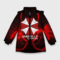 Куртка зимняя для девочки Umbrella Corp, цвет: 3D-черный