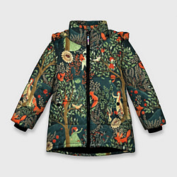 Куртка зимняя для девочки Abstraction Pattern, цвет: 3D-черный