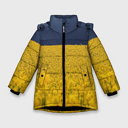 Куртка зимняя для девочки Рапсовое поле, цвет: 3D-черный