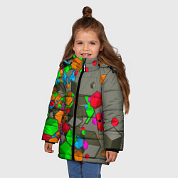 Куртка зимняя для девочки Кубики, цвет: 3D-черный — фото 2