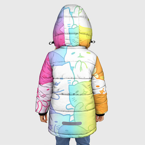Зимняя куртка для девочки Котоколлаж 05 / 3D-Светло-серый – фото 4