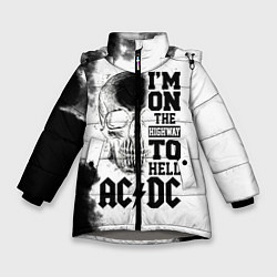 Куртка зимняя для девочки I'm on the highway to hell ACDC, цвет: 3D-светло-серый