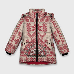 Куртка зимняя для девочки Макошь Богиня Судьбы, цвет: 3D-красный