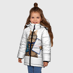 Куртка зимняя для девочки Кот в очках, цвет: 3D-светло-серый — фото 2