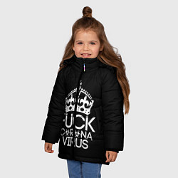 Куртка зимняя для девочки F*ck coronavirus, цвет: 3D-черный — фото 2