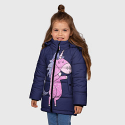 Куртка зимняя для девочки Единорог на задних лапах, цвет: 3D-черный — фото 2