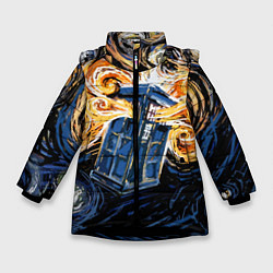 Куртка зимняя для девочки Van Gogh Tardis, цвет: 3D-черный