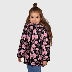Куртка зимняя для девочки Цветок сакуры, цвет: 3D-черный — фото 2