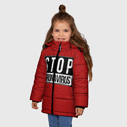 Куртка зимняя для девочки Stop Coronavirus, цвет: 3D-черный — фото 2