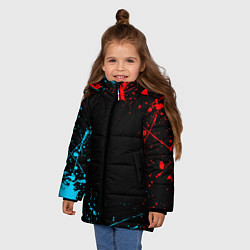 Куртка зимняя для девочки БРЫЗГИ КРАСОК, цвет: 3D-черный — фото 2