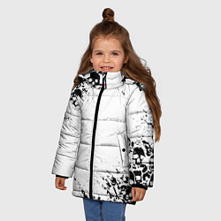 Куртка зимняя для девочки БЕЛЫЕ ЧЕРЕПА, цвет: 3D-черный — фото 2