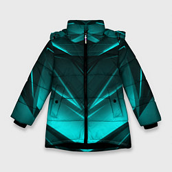 Куртка зимняя для девочки NEON GEOMETRY STRIPES, цвет: 3D-черный