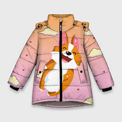 Куртка зимняя для девочки Милый корги, цвет: 3D-светло-серый