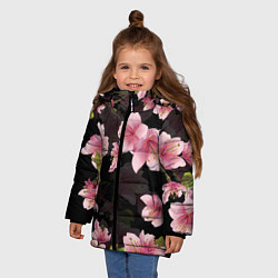Куртка зимняя для девочки САКУРА ВИШНЯ, цвет: 3D-черный — фото 2