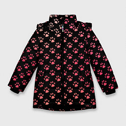 Куртка зимняя для девочки Лапки, цвет: 3D-черный