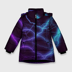 Куртка зимняя для девочки МОЛНИЯ, цвет: 3D-черный