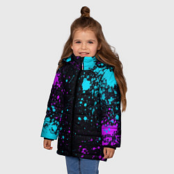 Куртка зимняя для девочки БРЫЗГИ КРАСКИ NEON, цвет: 3D-черный — фото 2