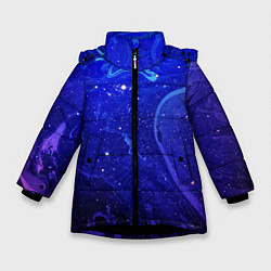 Куртка зимняя для девочки СИНИЙ КОСМОС, цвет: 3D-черный