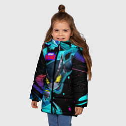 Куртка зимняя для девочки BRAWL STARS CROW, цвет: 3D-светло-серый — фото 2
