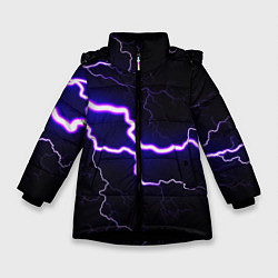 Куртка зимняя для девочки УДАР МОЛНИИ, цвет: 3D-черный