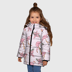 Куртка зимняя для девочки Розовый фламинго, цвет: 3D-черный — фото 2