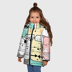 Куртка зимняя для девочки Деловые котейки, цвет: 3D-черный — фото 2